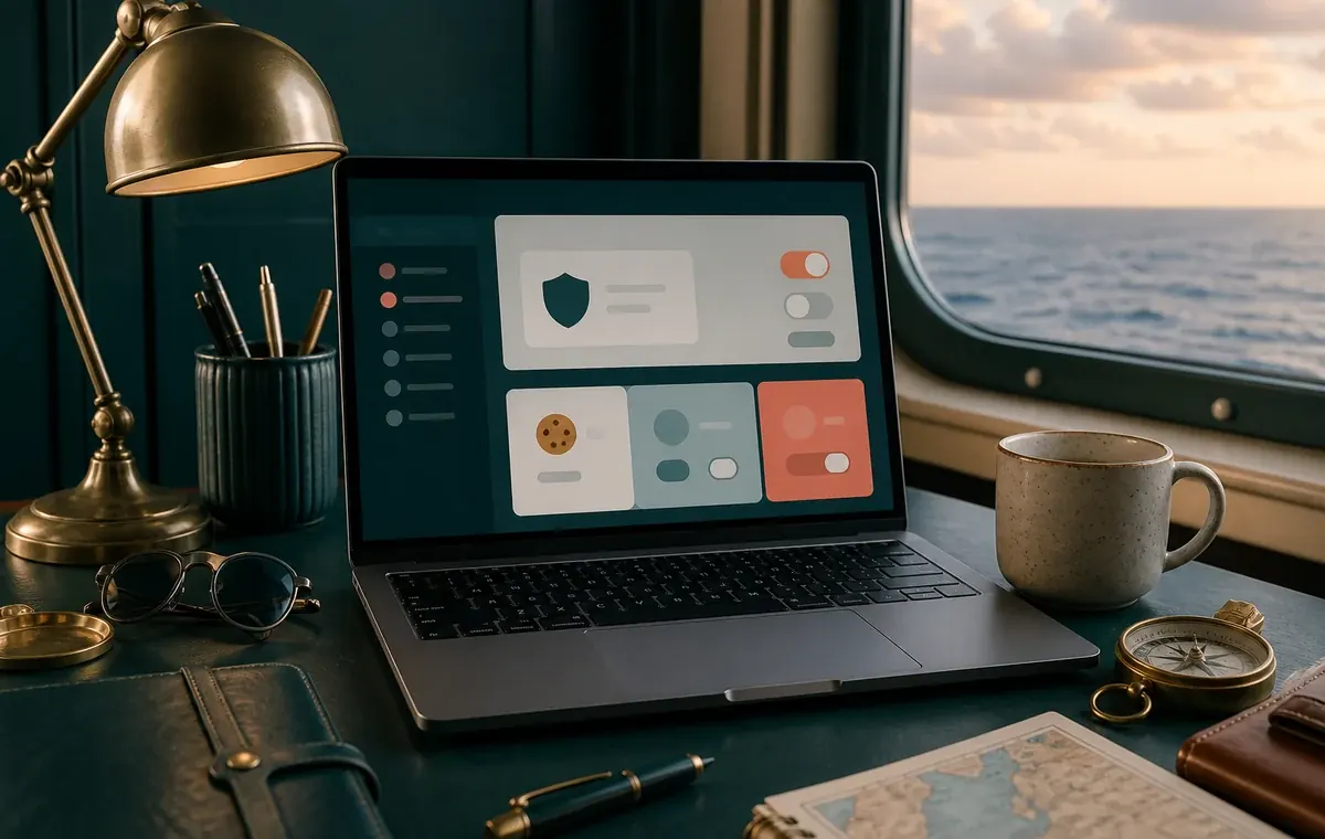 browser privacy controls and a cookie preference notice